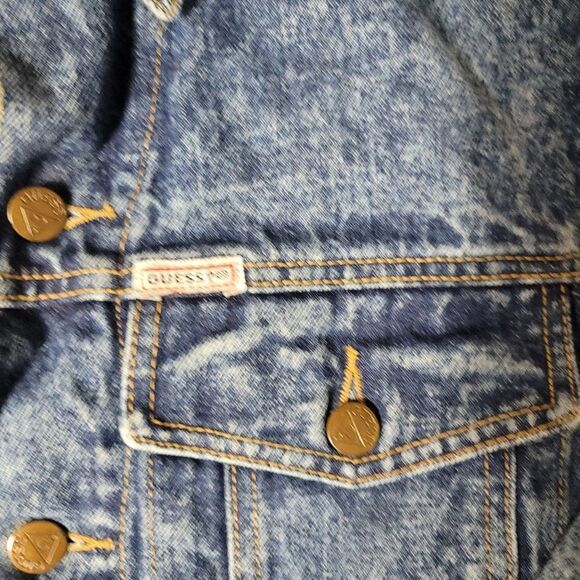 Vintage 80's Guess Georges Marciano Men’s Trucker Jacket  Size S Blue Denim - Picture 3 of 11
